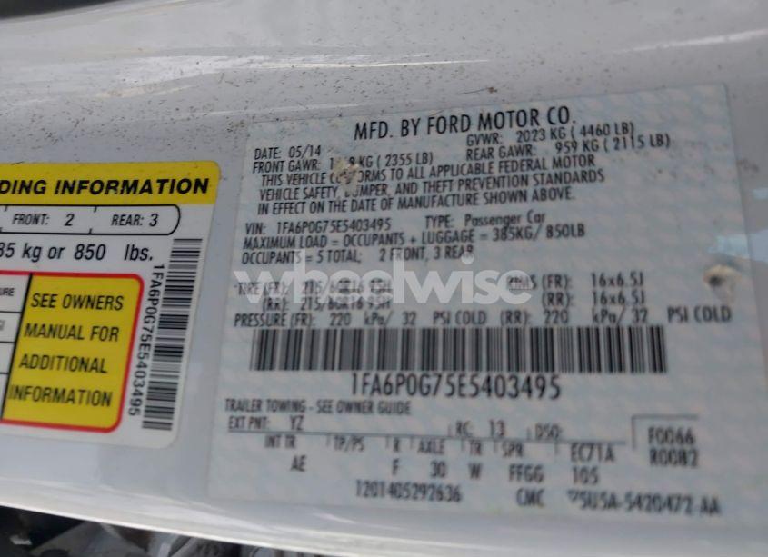 Photo 9 of 2014 Ford Fusion S (VIN 1FA6P0G75E5403495)