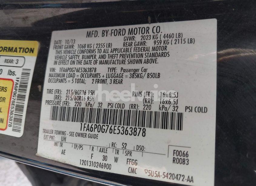 Photo 9 of 2014 Ford Fusion S (VIN 1FA6P0G76E5363878)