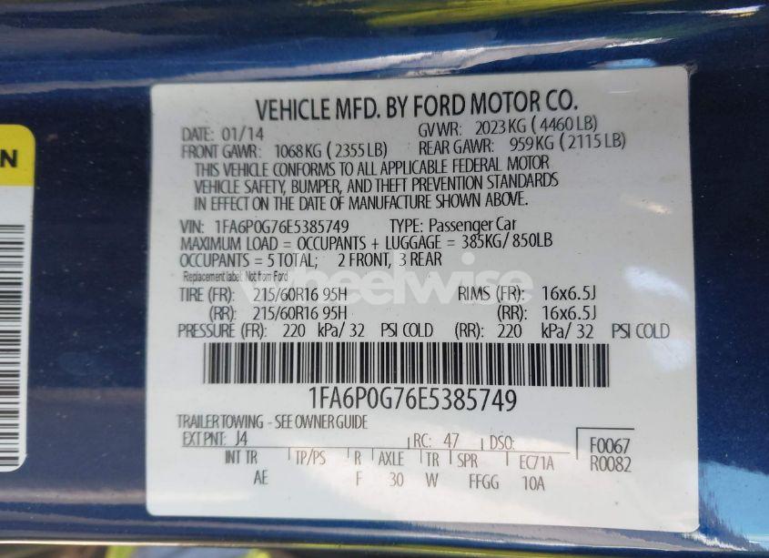 Photo 9 of 2014 Ford Fusion S (VIN 1FA6P0G76E5385749)
