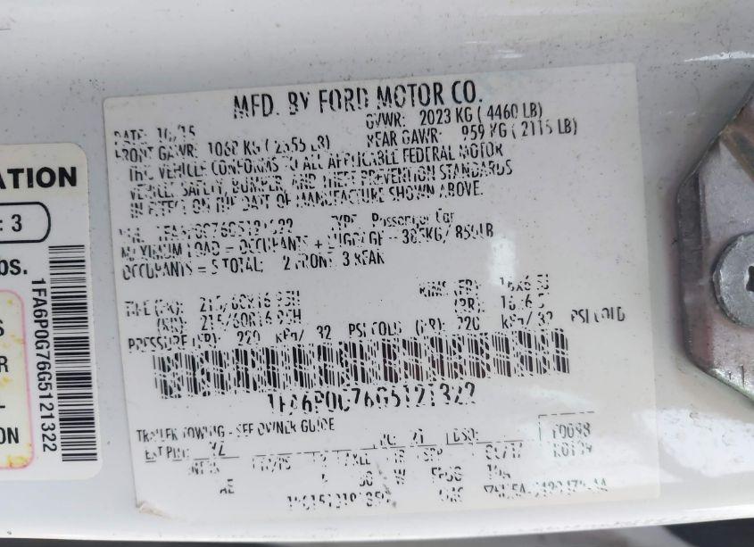 Photo 9 of 2016 Ford Fusion S (VIN 1FA6P0G76G5121322)