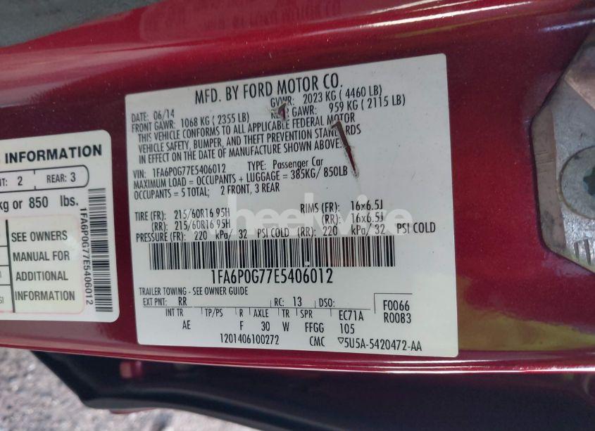 Photo 9 of 2014 Ford Fusion S (VIN 1FA6P0G77E5406012)