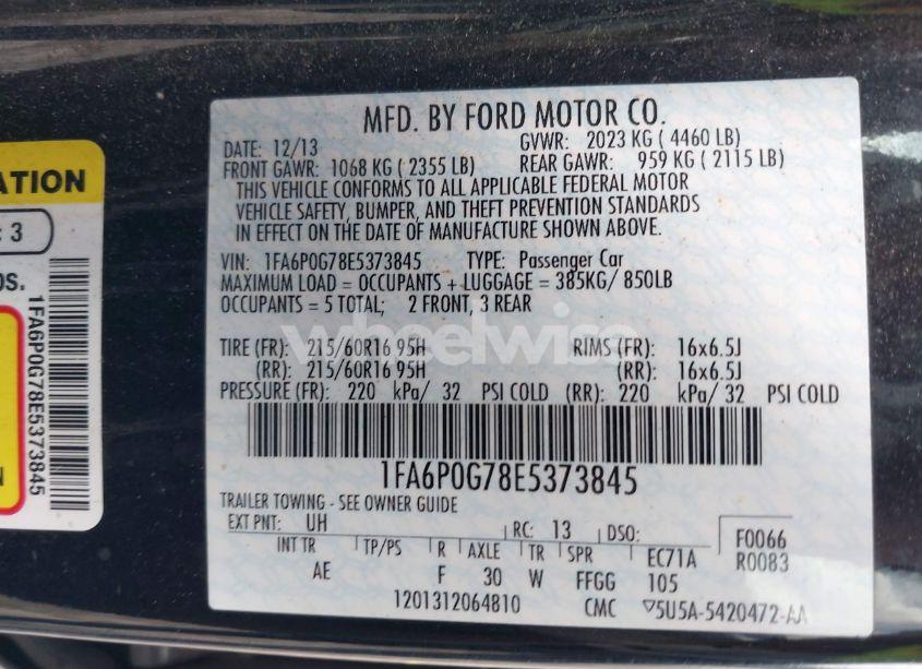 Photo 9 of 2014 Ford Fusion S (VIN 1FA6P0G78E5373845)