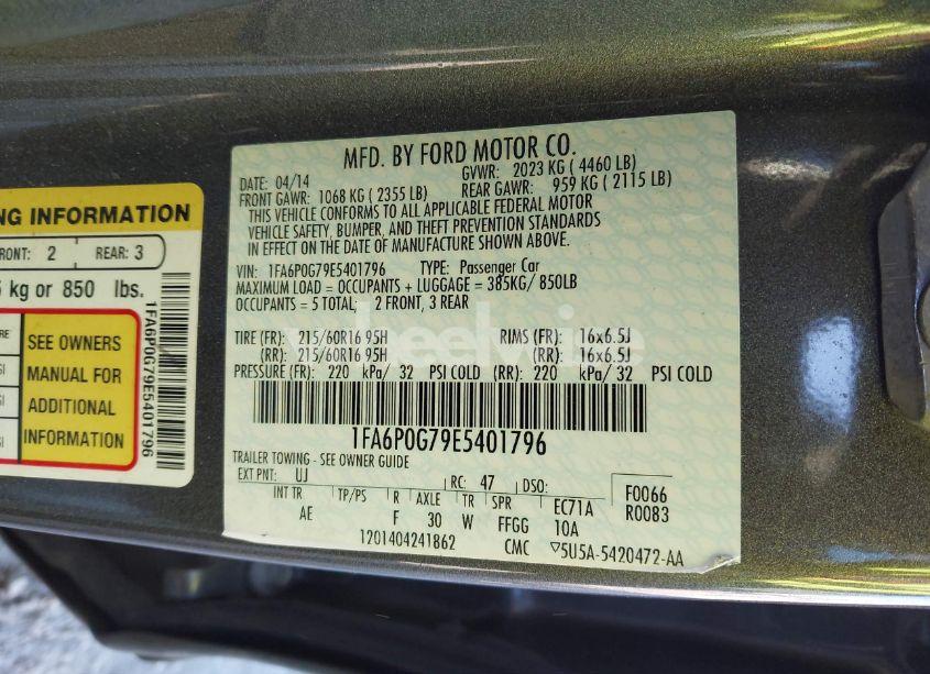 Photo 9 of 2014 Ford Fusion S (VIN 1FA6P0G79E5401796)