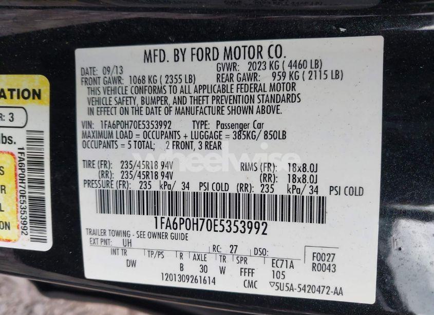 Photo 9 of 2014 Ford Fusion SE (VIN 1FA6P0H70E5353992)