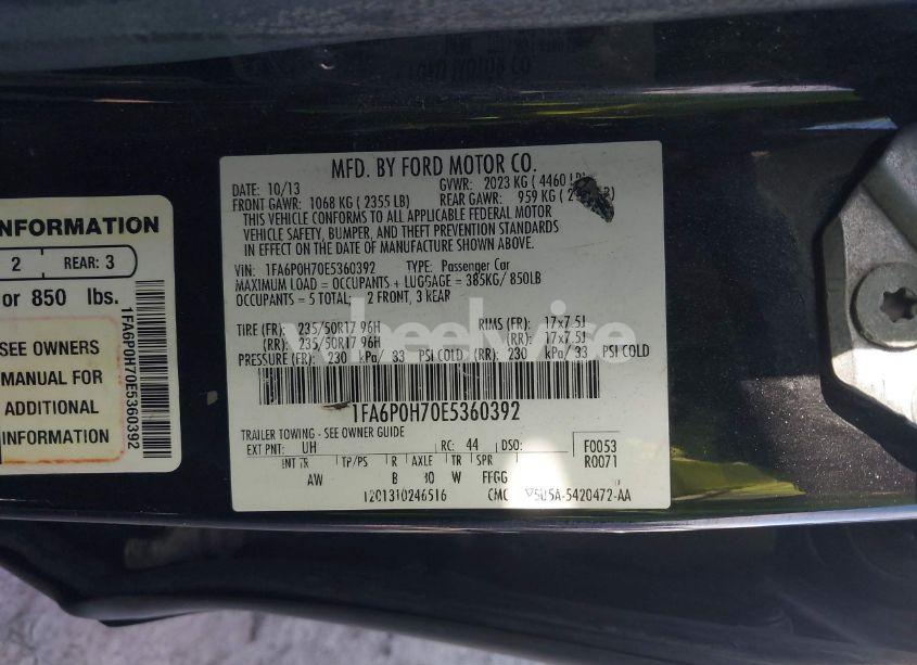 Photo 9 of 2014 Ford Fusion SE (VIN 1FA6P0H70E5360392)