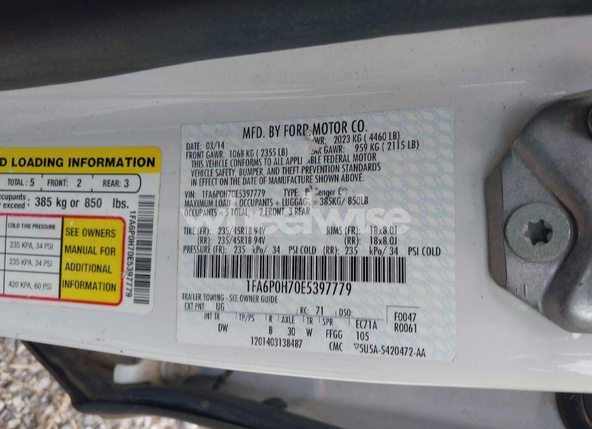 Photo 9 of 2014 Ford Fusion SE (VIN 1FA6P0H70E5397779)