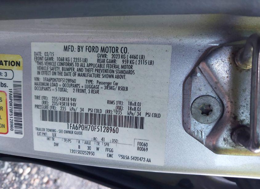 Photo 9 of 2015 Ford Fusion SE (VIN 1FA6P0H70F5128960)