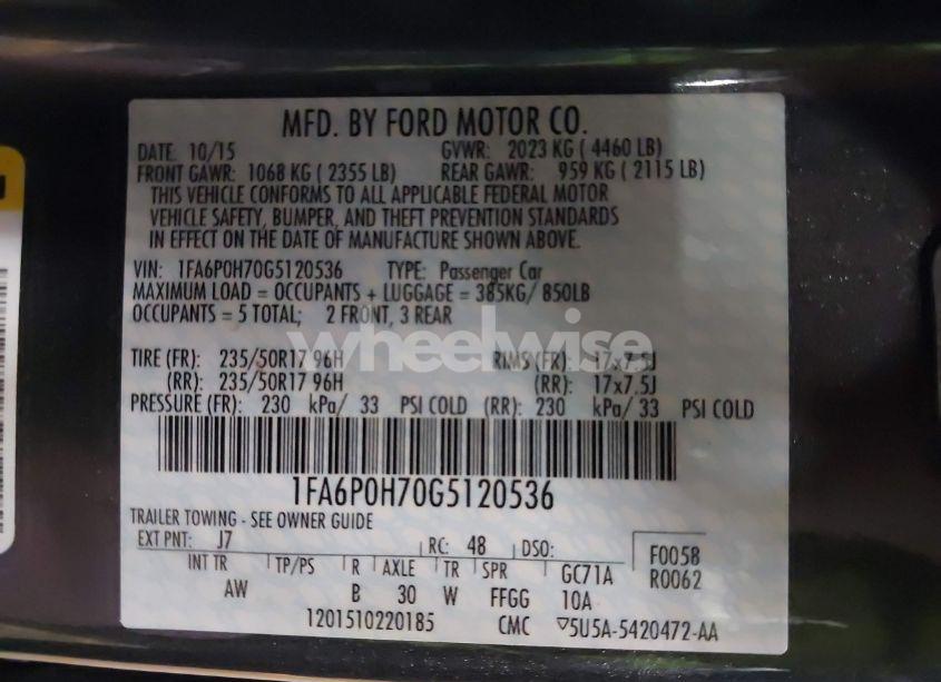 Photo 9 of 2016 Ford Fusion SE (VIN 1FA6P0H70G5120536)