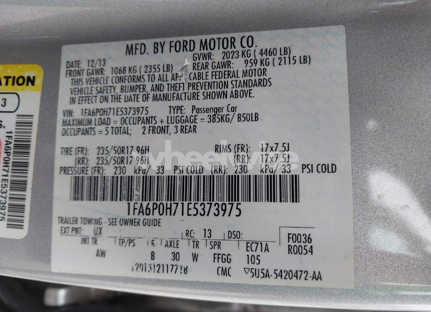 Photo 9 of 2014 Ford Fusion SE (VIN 1FA6P0H71E5373975)