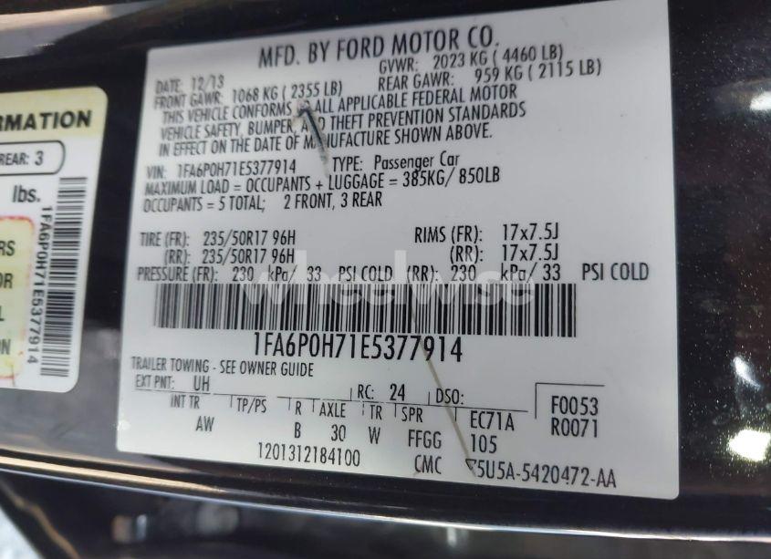 Photo 9 of 2014 Ford Fusion SE (VIN 1FA6P0H71E5377914)