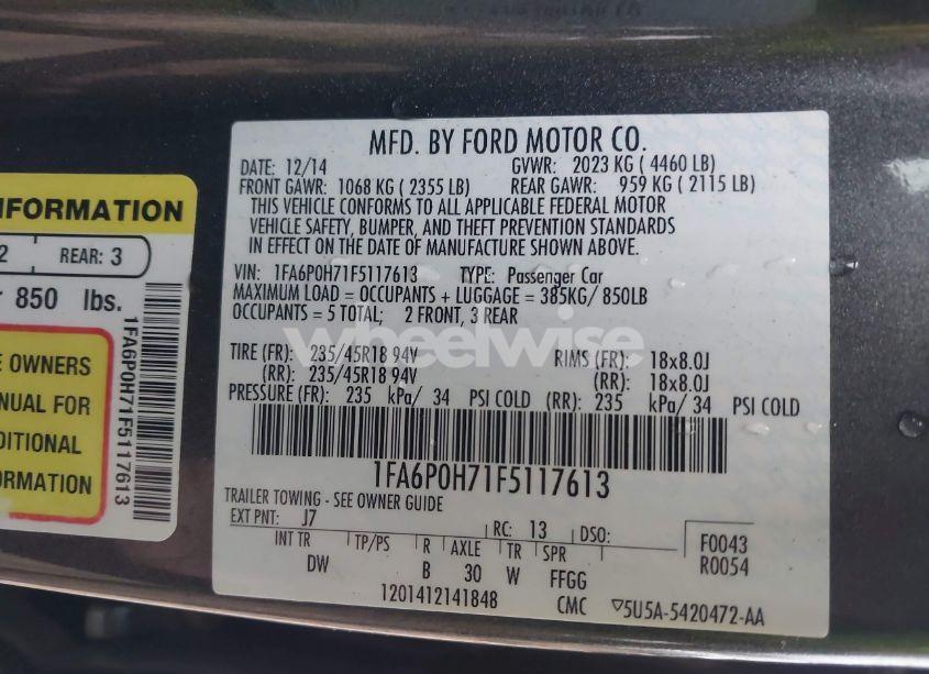 Photo 9 of 2015 Ford Fusion SE (VIN 1FA6P0H71F5117613)