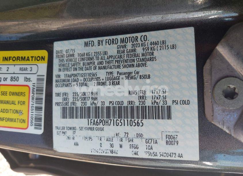 Photo 9 of 2016 Ford Fusion SE (VIN 1FA6P0H71G5110565)