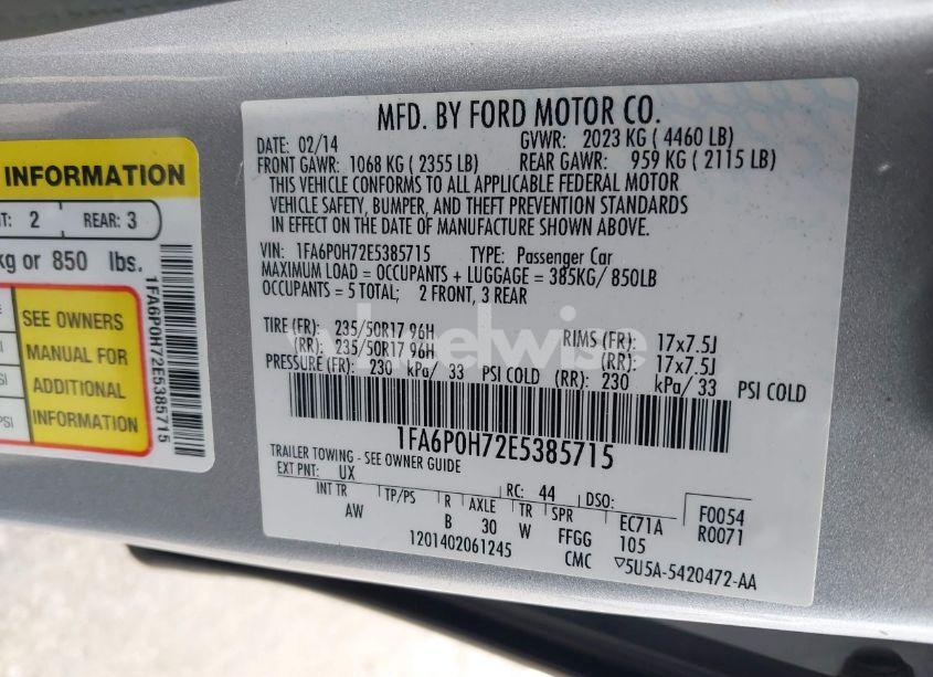 Photo 9 of 2014 Ford Fusion SE (VIN 1FA6P0H72E5385715)