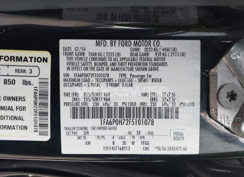 Photo 9 of 2015 Ford Fusion SE (VIN 1FA6P0H72F5101078)