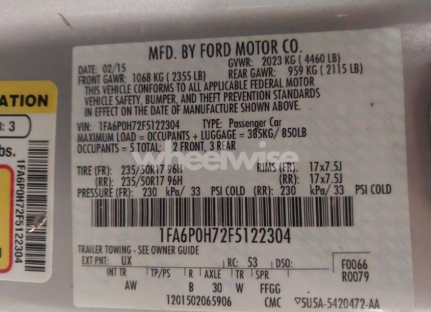 Photo 9 of 2015 Ford Fusion SE (VIN 1FA6P0H72F5122304)