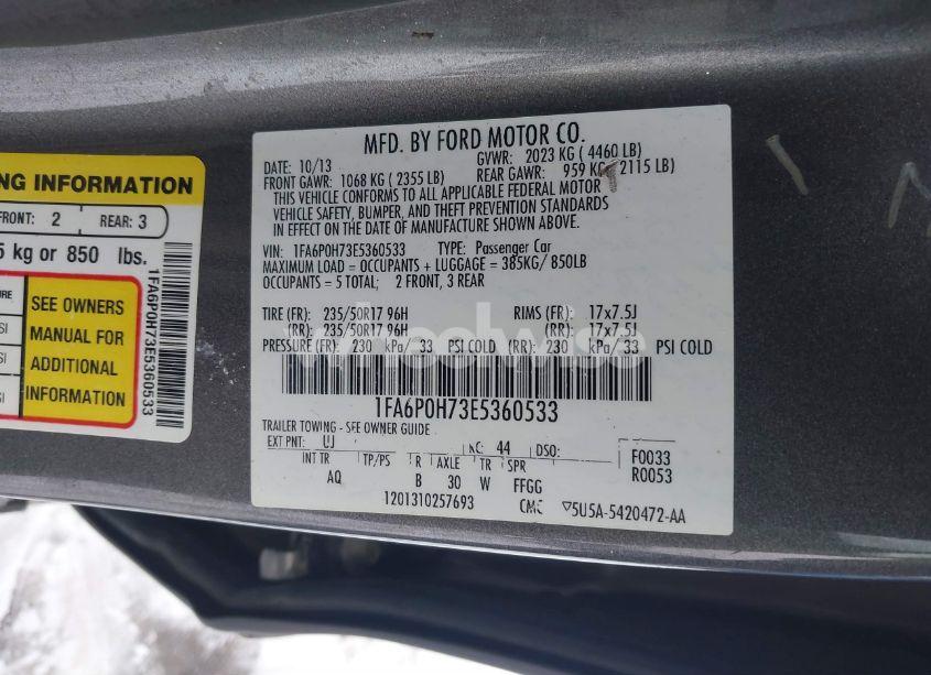 Photo 9 of 2014 Ford Fusion SE (VIN 1FA6P0H73E5360533)