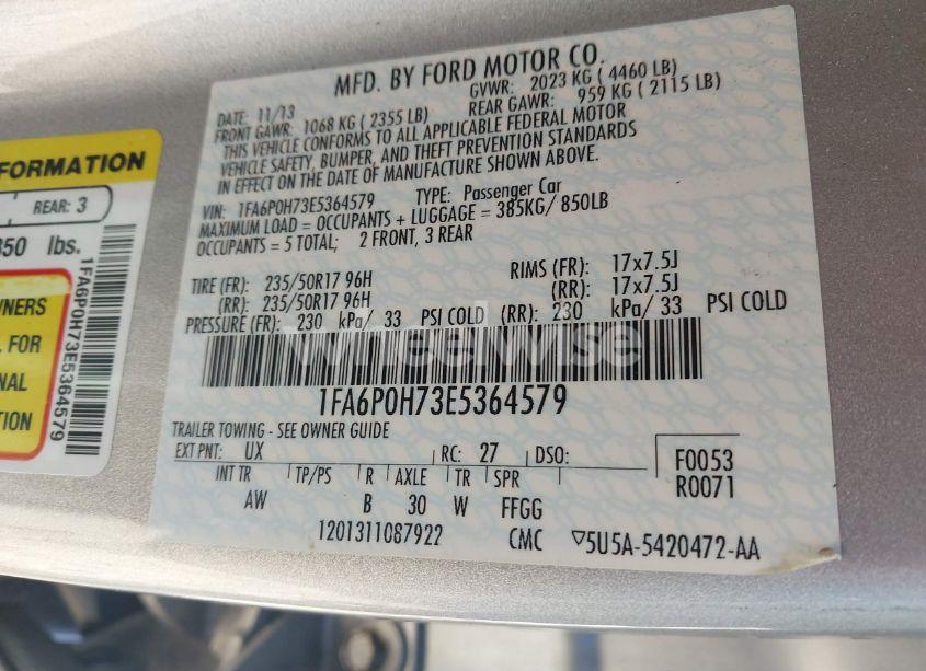 Photo 9 of 2014 Ford Fusion SE (VIN 1FA6P0H73E5364579)