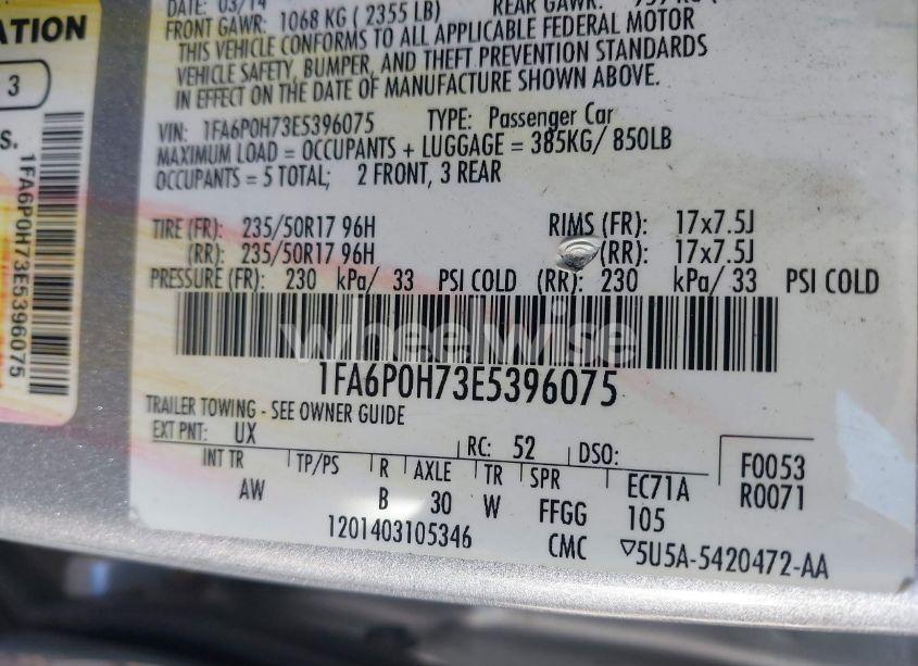 Photo 9 of 2014 Ford Fusion SE (VIN 1FA6P0H73E5396075)