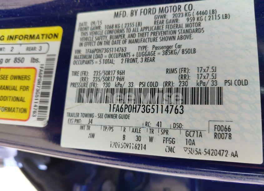 Photo 9 of 2016 Ford Fusion SE (VIN 1FA6P0H73G5114763)