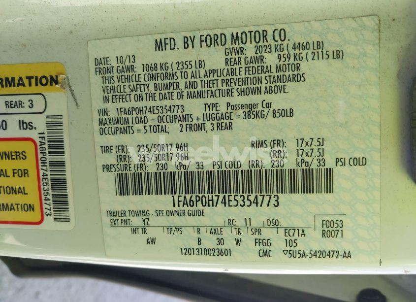 Photo 9 of 2014 Ford Fusion SE (VIN 1FA6P0H74E5354773)