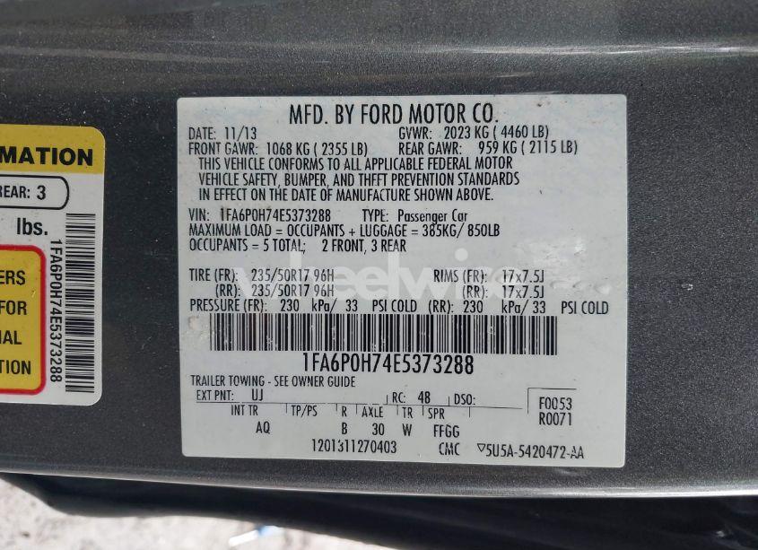 Photo 9 of 2014 Ford Fusion SE (VIN 1FA6P0H74E5373288)