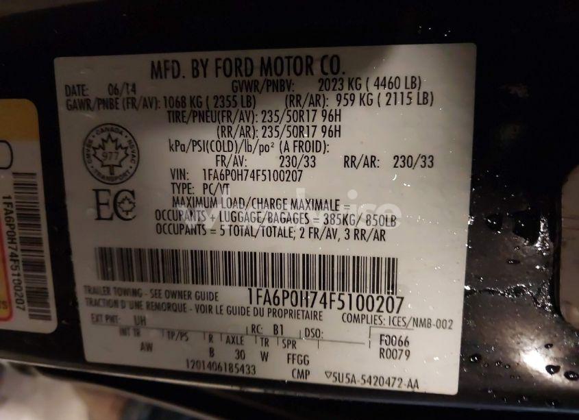 Photo 9 of 2015 Ford Fusion SE (VIN 1FA6P0H74F5100207)