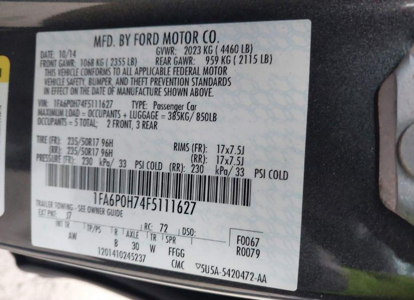 Photo 9 of 2015 Ford Fusion SE (VIN 1FA6P0H74F5111627)