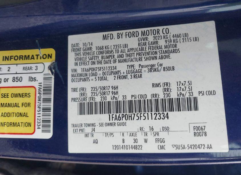 Photo 9 of 2015 Ford Fusion SE (VIN 1FA6P0H75F5112334)