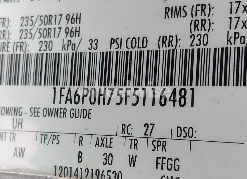 Photo 9 of 2015 Ford Fusion SE (VIN 1FA6P0H75FS116481)