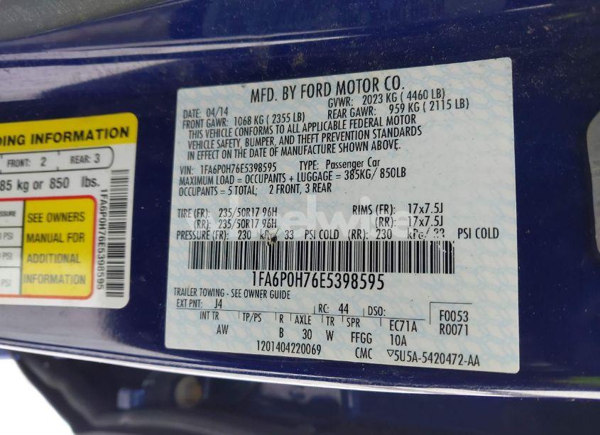 Photo 9 of 2014 Ford Fusion SE (VIN 1FA6P0H76E5398595)