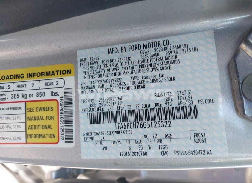 Photo 9 of 2016 Ford Fusion SE (VIN 1FA6P0H76G5125322)