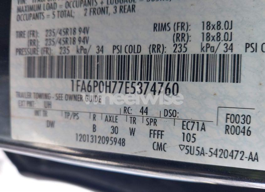 Photo 9 of 2014 Ford Fusion SE (VIN 1FA6P0H77E5374760)