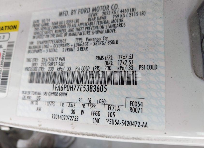Photo 9 of 2014 Ford Fusion SE (VIN 1FA6P0H77E5383605)