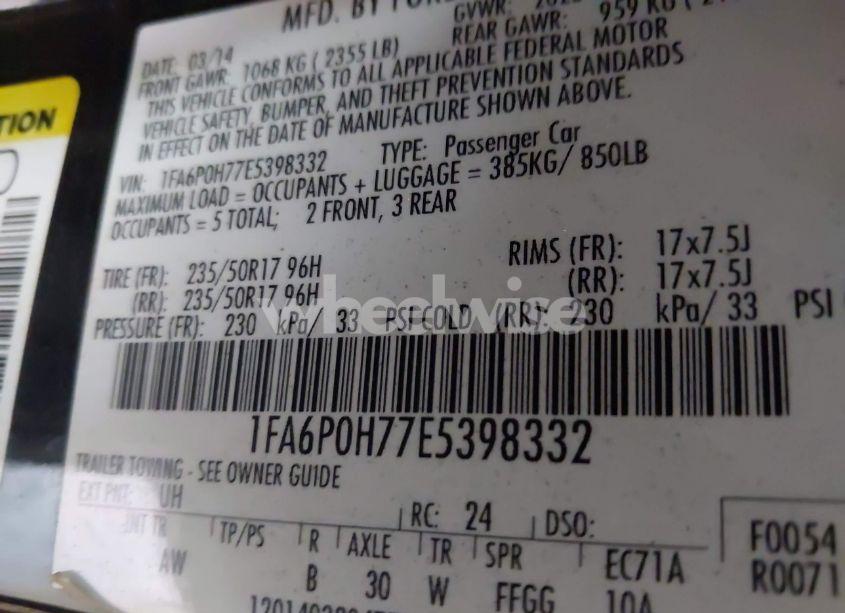 Photo 9 of 2014 Ford Fusion SE (VIN 1FA6P0H77E5398332)