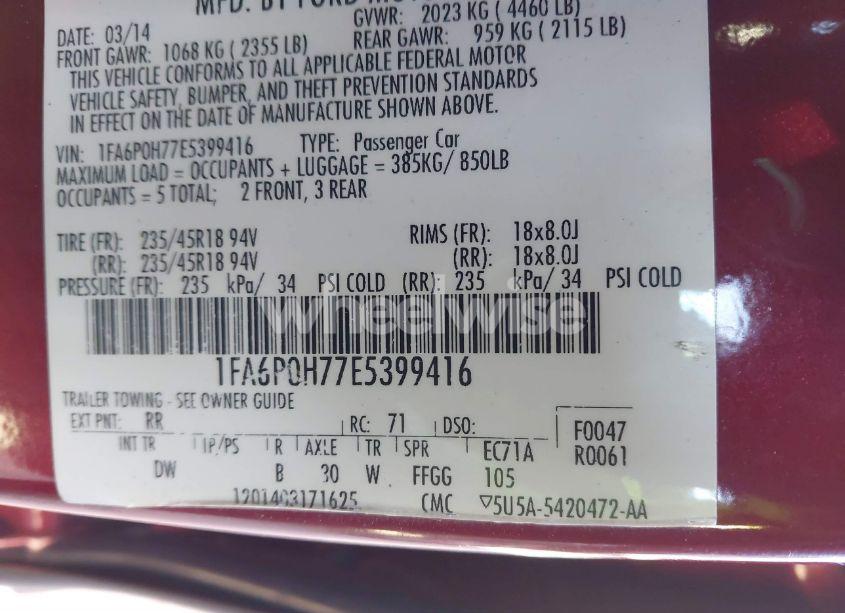 Photo 9 of 2014 Ford Fusion SE (VIN 1FA6P0H77E5399416)