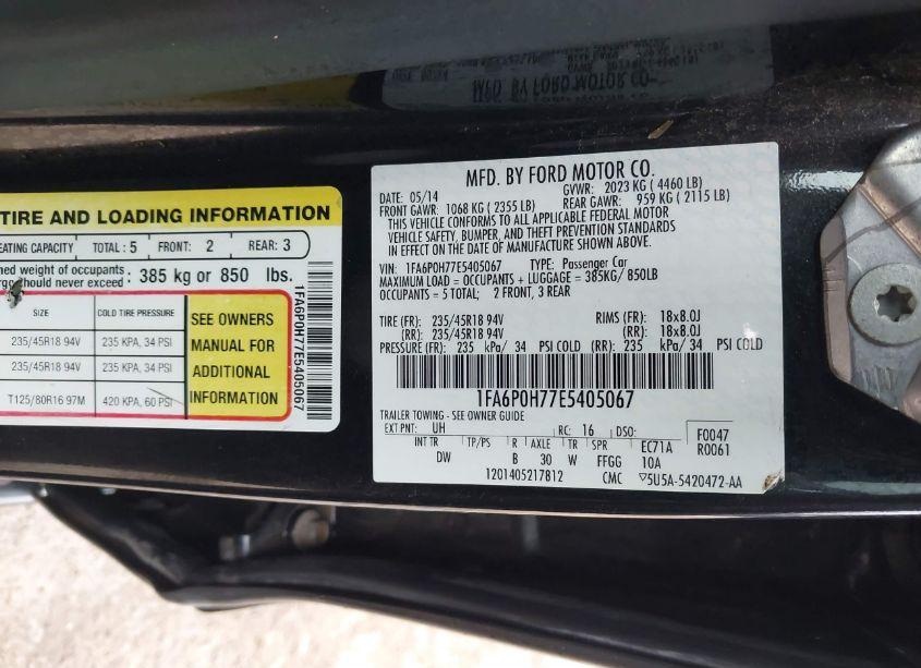 Photo 9 of 2014 Ford Fusion SE (VIN 1FA6P0H77E5405067)