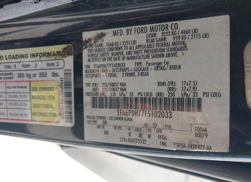 Photo 9 of 2015 Ford Fusion SE (VIN 1FA6P0H77F5102033)