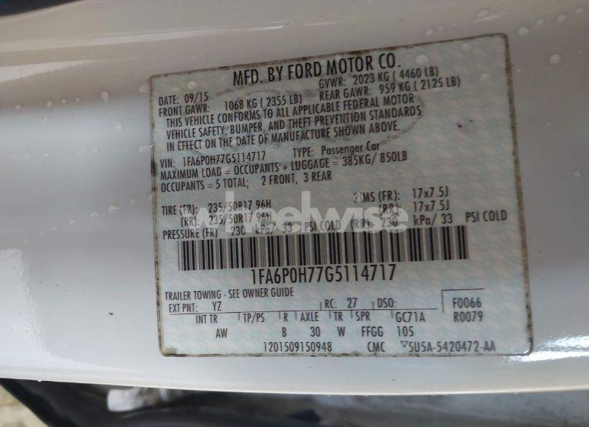 Photo 9 of 2016 Ford Fusion SE (VIN 1FA6P0H77G5114717)