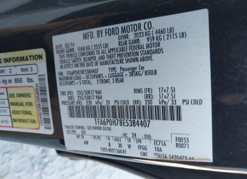 Photo 9 of 2014 Ford Fusion SE (VIN 1FA6P0H78E5384407)