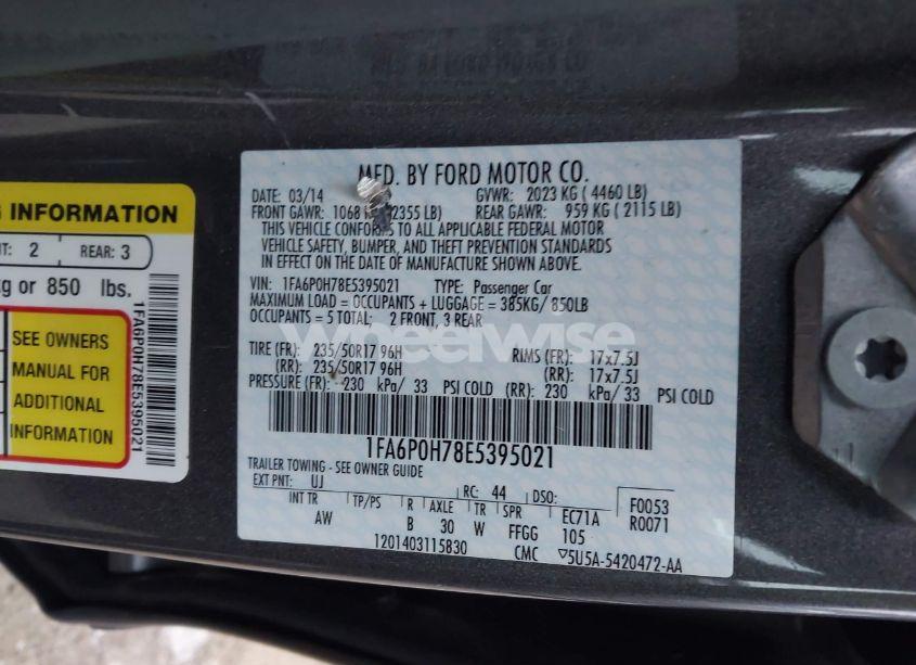 Photo 9 of 2014 Ford Fusion SE (VIN 1FA6P0H78E5395021)