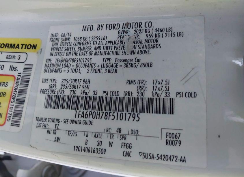 Photo 9 of 2015 Ford Fusion SE (VIN 1FA6P0H78F5101795)