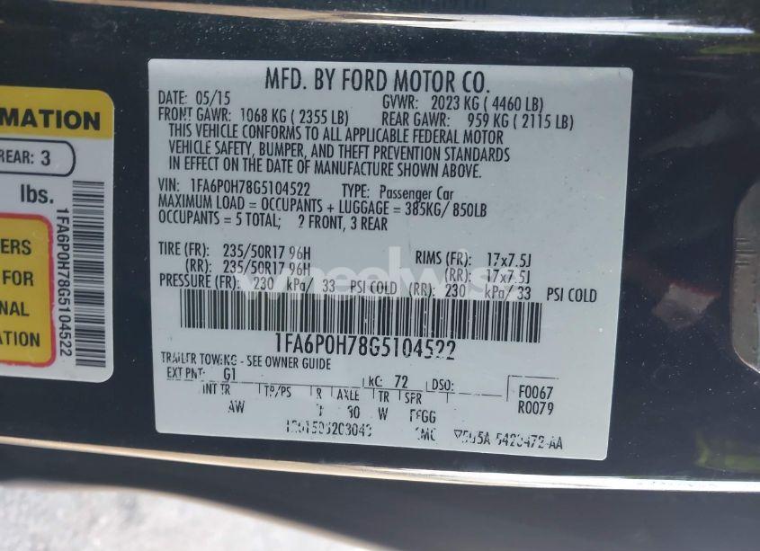 Photo 9 of 2016 Ford Fusion SE (VIN 1FA6P0H78G5104522)