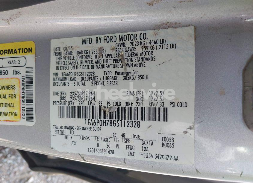 Photo 9 of 2016 Ford Fusion SE (VIN 1FA6P0H78G5112328)