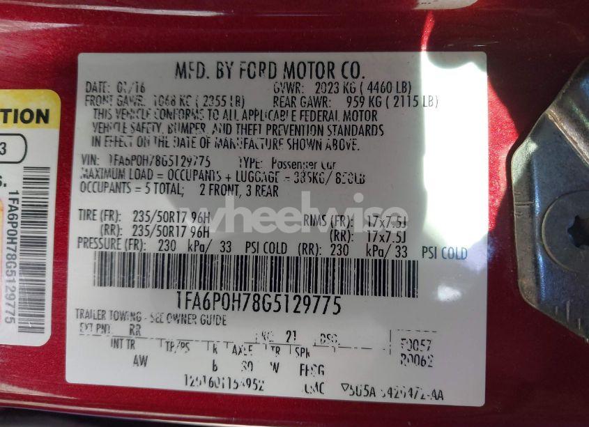 Photo 9 of 2016 Ford Fusion SE (VIN 1FA6P0H78G5129775)