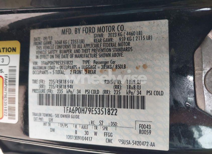 Photo 9 of 2014 Ford Fusion SE (VIN 1FA6P0H79E5351822)