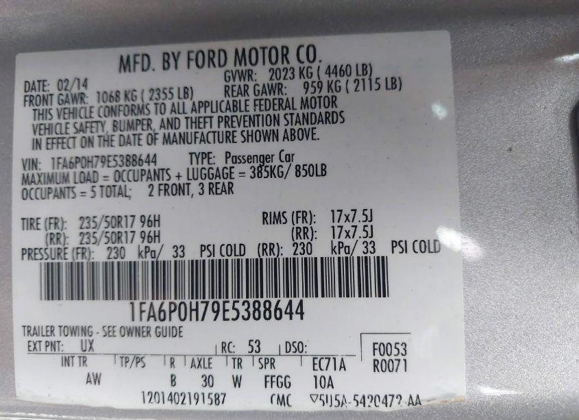 Photo 9 of 2014 Ford Fusion SE (VIN 1FA6P0H79E5388644)