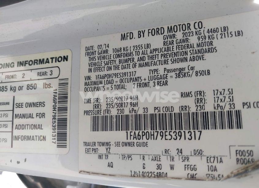 Photo 9 of 2014 Ford Fusion SE (VIN 1FA6P0H79E5391317)