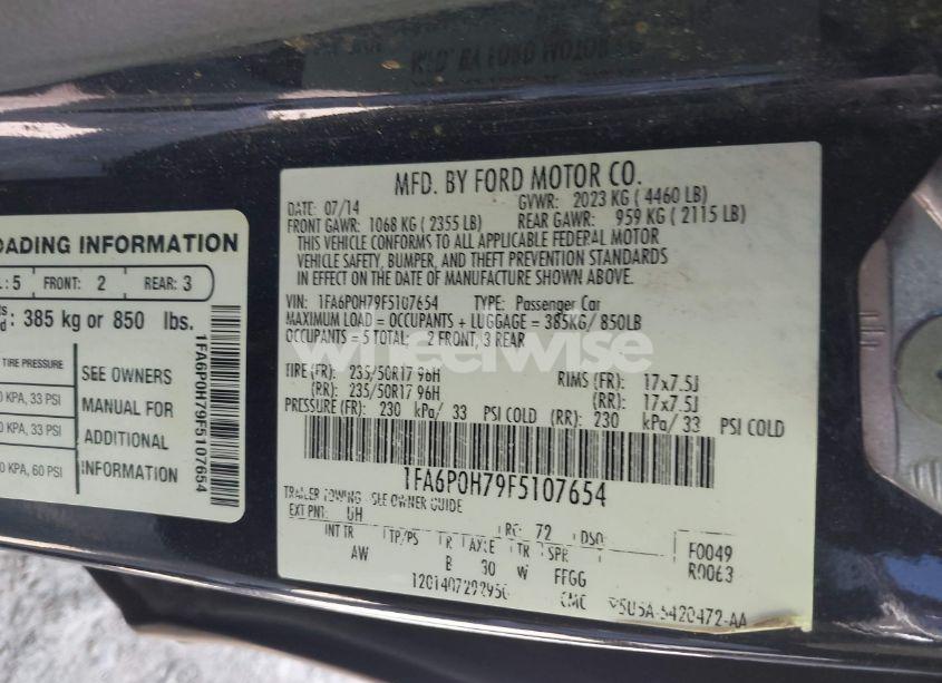 Photo 9 of 2015 Ford Fusion SE (VIN 1FA6P0H79F5107654)