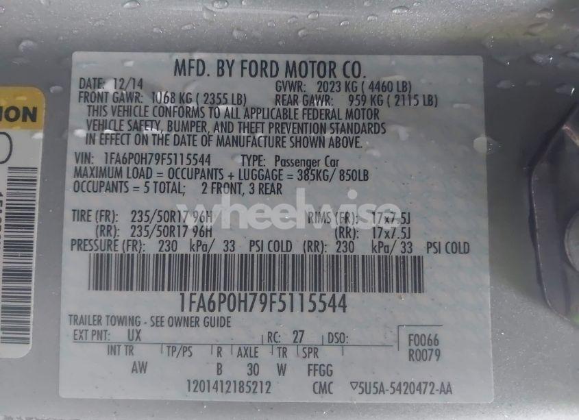 Photo 9 of 2015 Ford Fusion SE (VIN 1FA6P0H79F5115544)