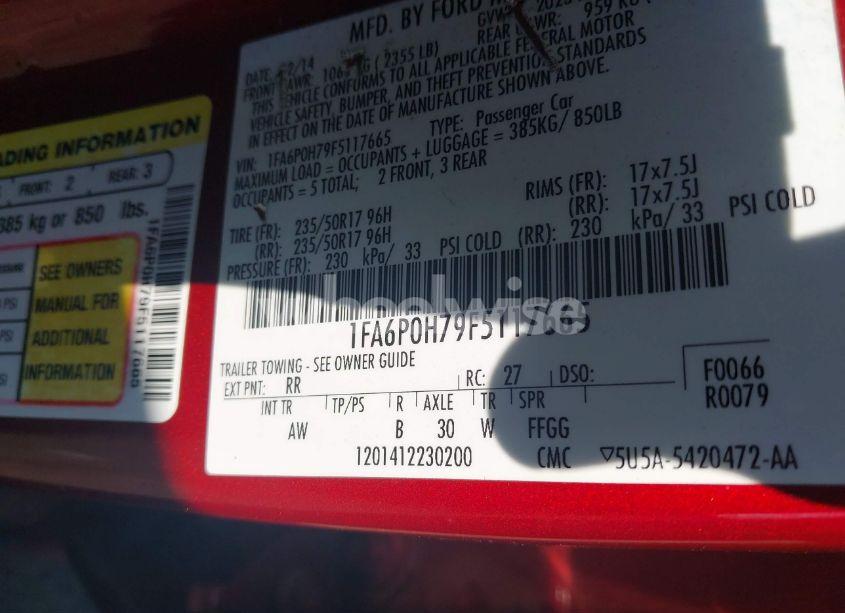 Photo 9 of 2015 Ford Fusion SE (VIN 1FA6P0H79F5117665)